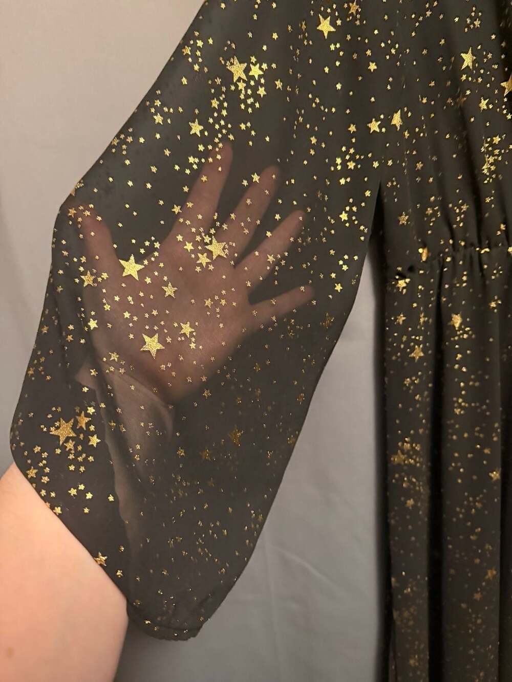 BloomChic Plus Size 2X/18-20 Gold Star Glitter Black Midi Dress - Picture 4 of 8